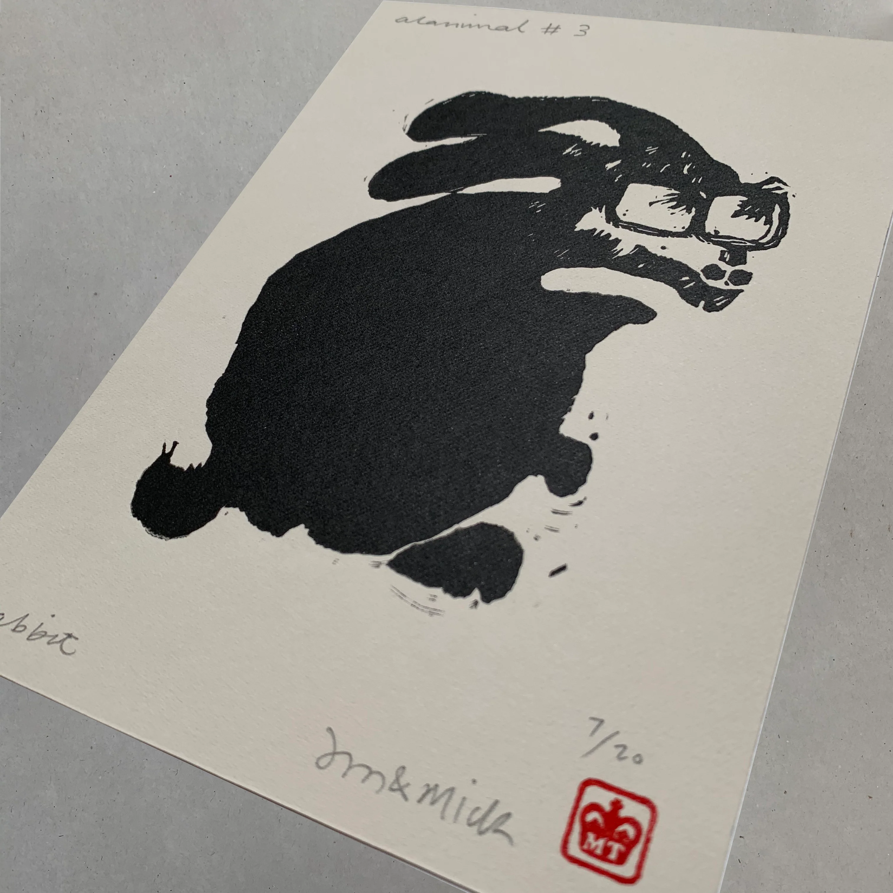 Alanimals- Rabbit Lino Print - Image 2